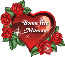 Gif animé bonne fête maman coeur et roses